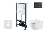 Kielle - Genesis New Set předstěnové instalace, klozetu Oudee, Vortex Rimless+, sedátka softclose a tlačítka Gemini New I, matná černá 30528SS66