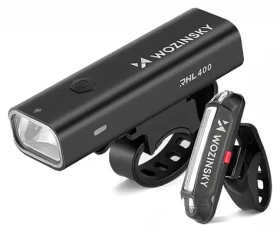 Wozinsky WSBLB2 černá / Sada světel na kolo / Přední 400 lm / Zadní / USB-C