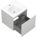MEXEN/S - Rivel koupelnová skříňka 50 cm s umyvadlem Vela, 1 šuplík, reliéf , šedá mat/bílá mat 91A20-05047-1-BF62-W23M01
