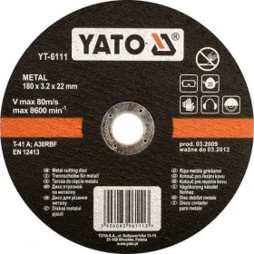 YATO Řezný kotouč na kov 115 mm / Řezný kotouč / Průměr 115 x 22 mm / Tloušťka 1,2 mm