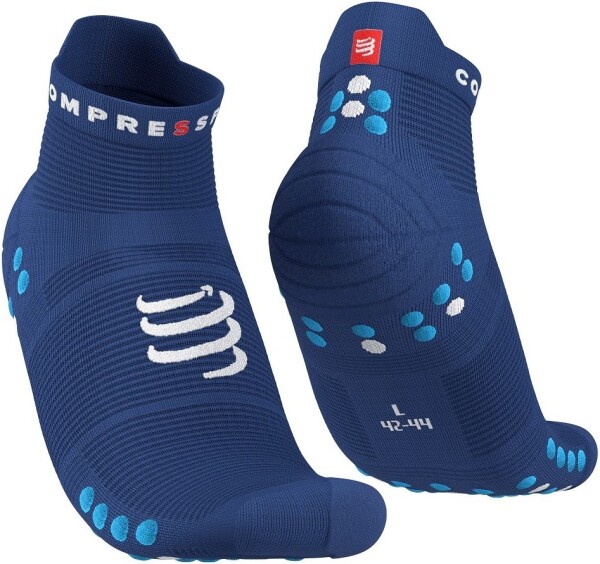 Běžecké kompresní ponožky Compressport Pro Racing Socks v4.0 Run Low SODALITE/FLUO BLUE Velikost: EU