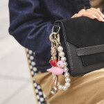 Kay Bojesen Dřevěná klíčenka Bird Rose / Silver, růžová barva, dřevo, kov, kůže