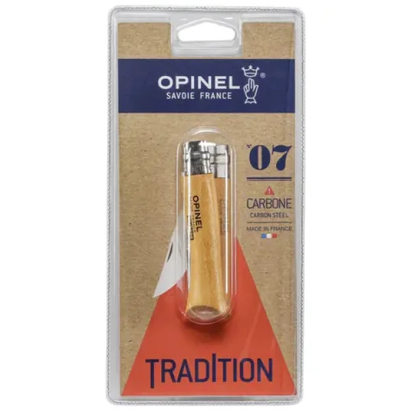 Opinel 7 kapesní nůž zavírací 8 cm / karbonová čepel / dřevěná rukojeť (622)