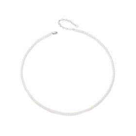 Elenys stříbrný perlový pozlacený náhrdelník Pearl 18K bílé zlato