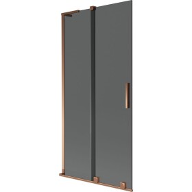 MEXEN/S - Velar L dvoukřídlá posuvná vanová zástěna 95 x 150, grafit, růžové zlato 896-095-003-41-60