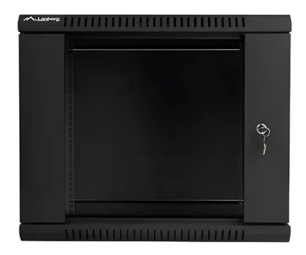 Lanberg WF01-6409-10B černá / Nástěnný rozvaděč / 19" / 9U / 600×450 mm / skleněné dveře / flat pack (WF01-6409-10B)