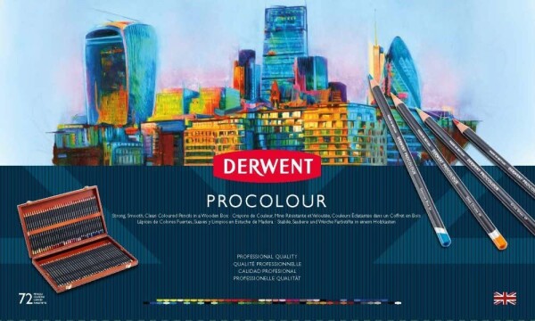 Derwent Derwent, 2302524, Procolour, umělecké pastelky v dřevěné kazetě, 72 ks