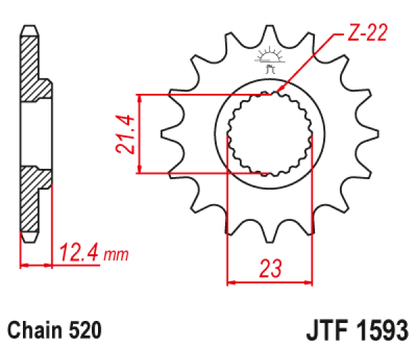 JT Sprockets Řetězové kolečko Yamaha Raptor YFM 250 Počet zubů: 14 zubů