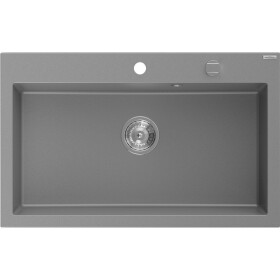 MEXEN - Elix granitový dřez 1-miska 800 x 500 mm, šedý, sifon chrom 6527801005-71