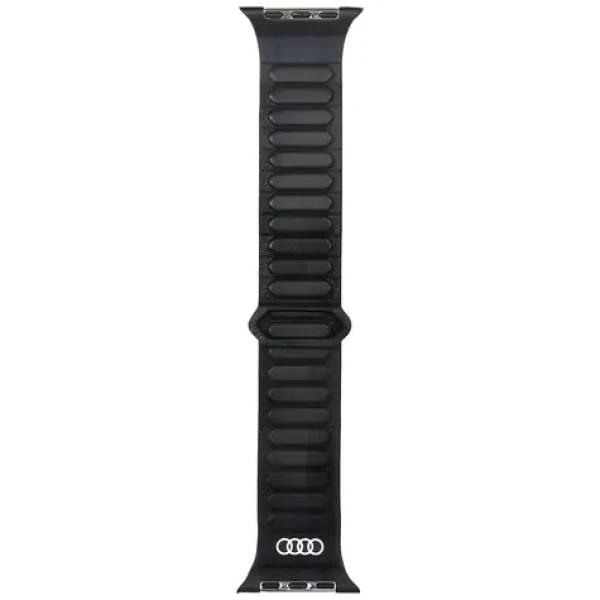 Audi Logo Magnetic Ring černá / Kožený řemínek pro Apple Watch / 44/45/46/49mm / Magnetické zapínání (AU-GL-AW44-49-GT/D2-BK)