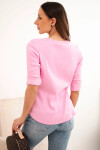 Dámská bavlněná blůza s dlouhým rukávem a knoflíky u výstřihu světle růžová UNI