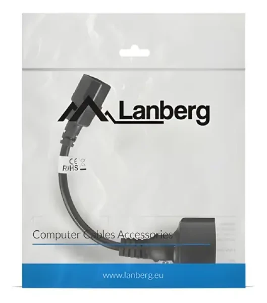 Lanberg CA-C14E-10CC-0018-BK černá / Napájecí kabel / C14 / 0,2 m (CA-C14E-10CC-0018-BK)
