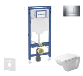 GEBERIT - Duofix Set předstěnové instalace, klozetu a sedátka Duravit D-Code, tlačítka Sigma20, Rimless, SoftClose, lesklý chrom/chrom mat SANI11CP1102