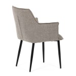 Židle jídelní, hnědá vodoodpudivá látka, černý matný lak, kovové nohy