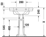 DURAVIT - 1930 Umyvadlo 70x50 cm, s přepadem, 1 otvor pro baterii, WonderGliss, bílá 04387000001