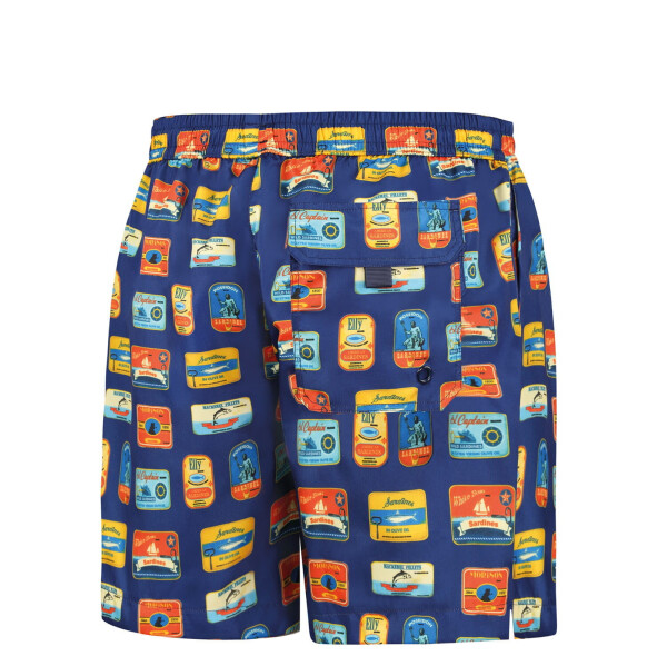 Pánské plavkové kraťasy Happy Shorts long SM29-48 Tmavě modrá mix - Self tmavě modrá - vzor 3XL