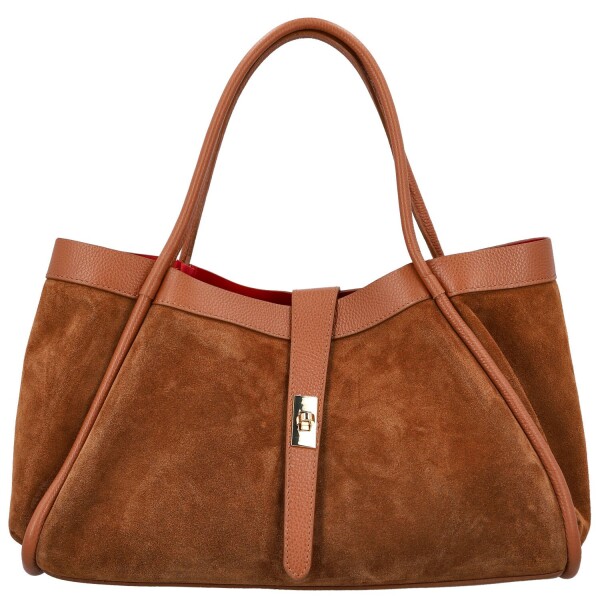 Módní dámská kožená kabelka na rameno Eris, koňaková