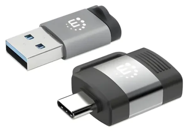 Manhattan sada adaptérů USB-C/USB-A černá, šedá / Adaptér / 2 ks / USB 3.2 Gen 1 / 5 Gbit/s (356329)