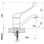 Bruckner - HOFFER stojánková umyvadlová baterie, otočné ramínko, lékařská páka, chrom 424.004.1