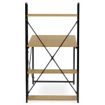 Stůl pracovní s regálem, MDF, dekor dub, černý kov