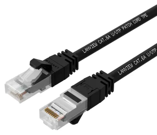 Lanview CAT6a U/UTP 10m černá / Síťový kabel / LSZH / RJ-45 / PoE (LV-UTP6A10B)