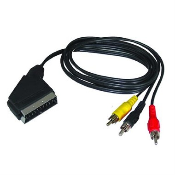 Solight SSV0301E SCART kabel / SCART konektor - 3x CINCH konektor / přepínatelný / 1m (8595092115319)