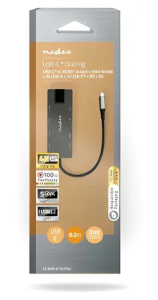 Nedis USB-C dokovací stanice 10-in-1 antracit / Dokovací stanice / RJ45 / HDMI 4K / SD / 100 W PD (CCBW64775AT02)