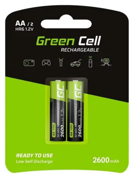 Green Cell GR05 / Nabíjecí baterie / AA / NiMH / 1,2 V / 2600 mAh / 2 ks (GR05)