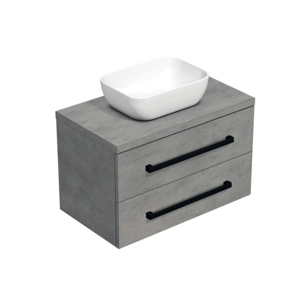 Koupelnová skříňka s černou úchytkou a krycí deskou SAT Cube Way 80x47,5x46 cm beton mat CUBE46C803BE45 CUBE46C803BE45