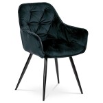 Jídelní židle, potah modročerná sametová látka, kovová 4nohá podnož, černý lak