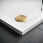 REA/S - Sprchová akrylová vanička Belmond White 80x80 Krytka kartáčované zlato KPL-14370