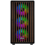 EVOLVEO Panthera, skříň mATX, 6x ARGB ventilátor 120mm, dřevěný přední panel + skleněná bočnice
