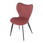 Židle jídelní, červená látka, černá kovová podnož
