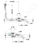 DURAVIT - Příslušenství Vanová odtoková a přepadová souprava, bovden, chrom 792206000001000