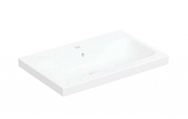 GEBERIT - iCon Umyvadlo na desku 75x48 cm, s přepadem, s otvorem na baterii, matná bílá 501.848.JT.1