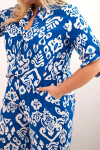 Dámská plus size viskózová souprava s geometrickým potiskem chrpová modrá UNI