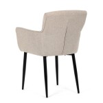 Židle jídelní, snadno čistitelná krémová látka, černý matný lak, kovové nohy