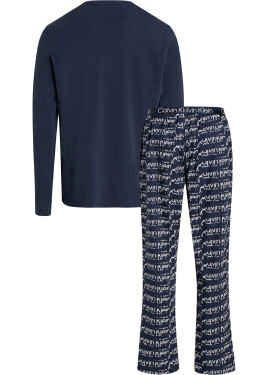 Pánské pyžamo L/S PANT SET 000NM2184E GVB tm. modré Calvin Klein