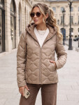 Dámská prošívaná přechodová bunda s kapucí, béžová, FashionStreet TY5882 M
