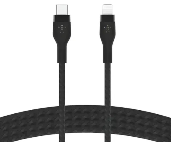 Belkin Flex CAA011bt2MBK černá / Kabel USB-C na Lightning / 2 m / 15W / MFi certifikace (CAA011BT2MBK)