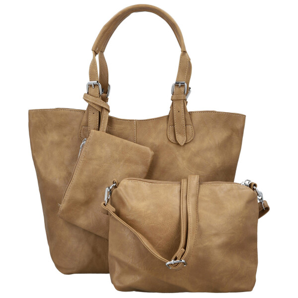 Trendy dámský koženkový set kabelek Catia, khaki