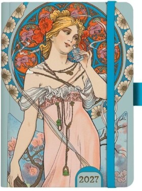 Týdenní diář A5 Alfons Mucha 2027 Modrý
