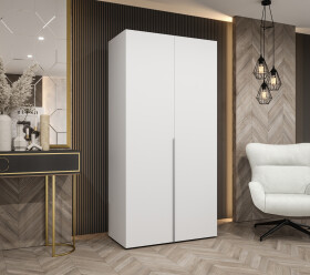 Šatní skříň Abi Alicante 1 Rozměry: 100 cm, Pásky / úchyty: Stříbrné, Barva korpusu + barva dveří: Bílá + Bílá