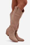 Beige kožené kozačky typu kovbojky Sylvie 36