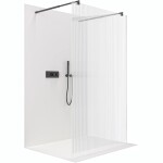 CERANO Sprchová zástěna Walk-in Onyx Duo L/P - 8 mm - kulatá vzpěra - černá matná, rýhované sklo - 90x200 cm