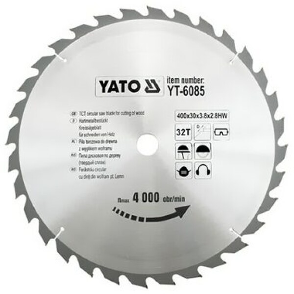 YATO pilový kotouč na dřevo 400x30 mm YT-6085