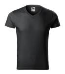 Slim Fit V-neck tričko pánské ebony gray XL