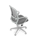 Židle kancelářská, bílý plast, šedý MESH a šedá látka, plastový kříž, houpací mechanismus.