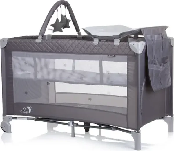 CHIPOLINO Cestovní postýlka s přebalovací podložkou Luna Ash Grey (KOSILU242AS)