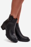 Zateplené dámské kotníkové boty z eko kůže na podpatku černé Alvena 37